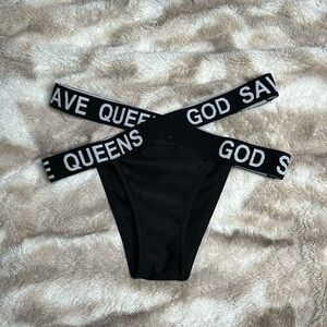 God Save Queens Sexy Swim High Waist Bikini Bottom Celebrity Kylie Jenner Style
